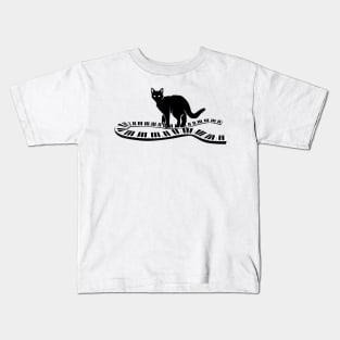 Cool Black Cat On Musical Piano Keys! Kids T-Shirt